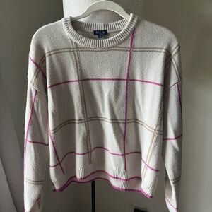 Splendid Cream and Pink Plaid Sweater